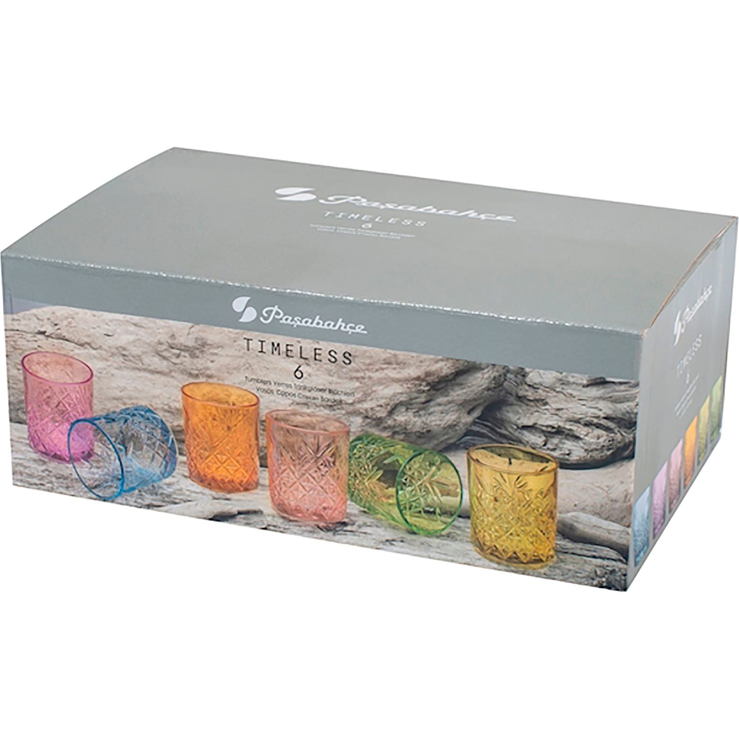PASABAHCE - Bicchieri in vetro Timeless Soft Multicolor 34,5 cl - set 6 pezzi